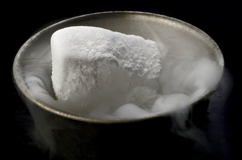 dry ice in bowl